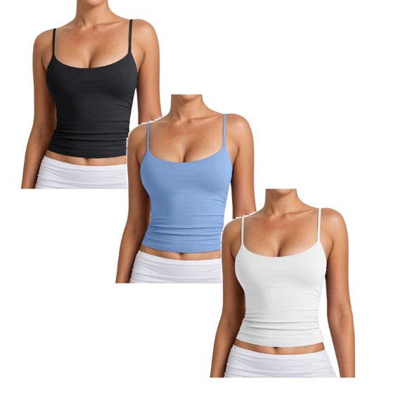XEGLSBU 3 Pack Female Tank Tops Basic Solid Color Undershirt Women Adjustable Spaghetti Strap Vest Sleeveless T-Shirts for Lady Daily Wear Size S