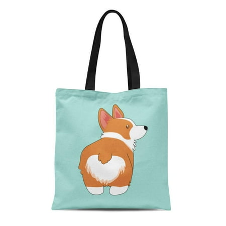 Brown Canvas Bag SIDONKU Canvas Tote Bag Brown Butt Corgi Cartoon Cute Dog Flat Graphic Illustrate Durable Reusable Shopping Shoulder Grocery Bag ()