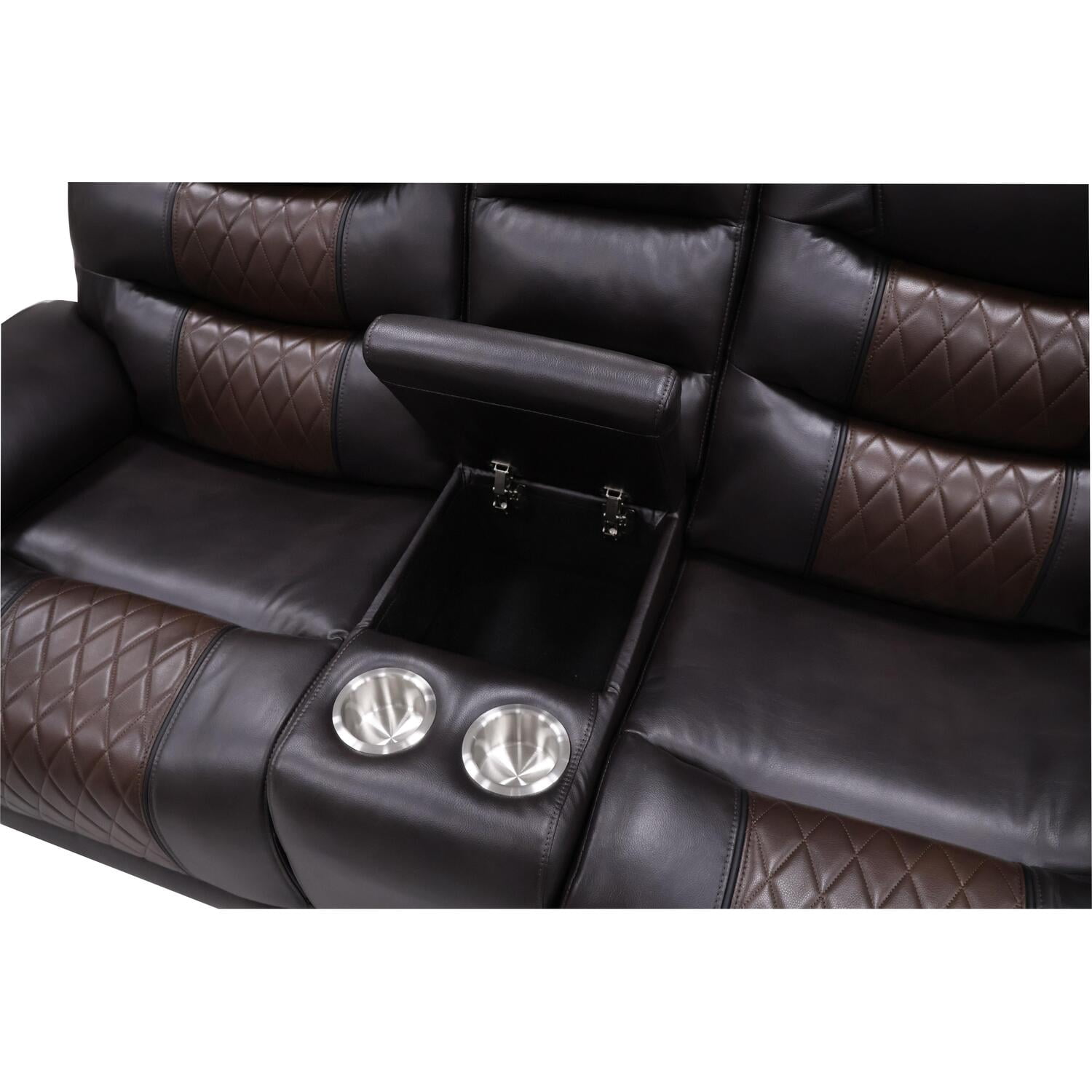 New Classic Furniture Nikko Leather Console Loveseat w/ Power Footrest in Brown