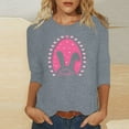 thumbnail image 2 of Honeeladyy Cute Easter Blouse for Women,Spring Casual Pullovers Three Quarter Sleeve Bunny Graphic Top Gift Gray S, 2 of 4
