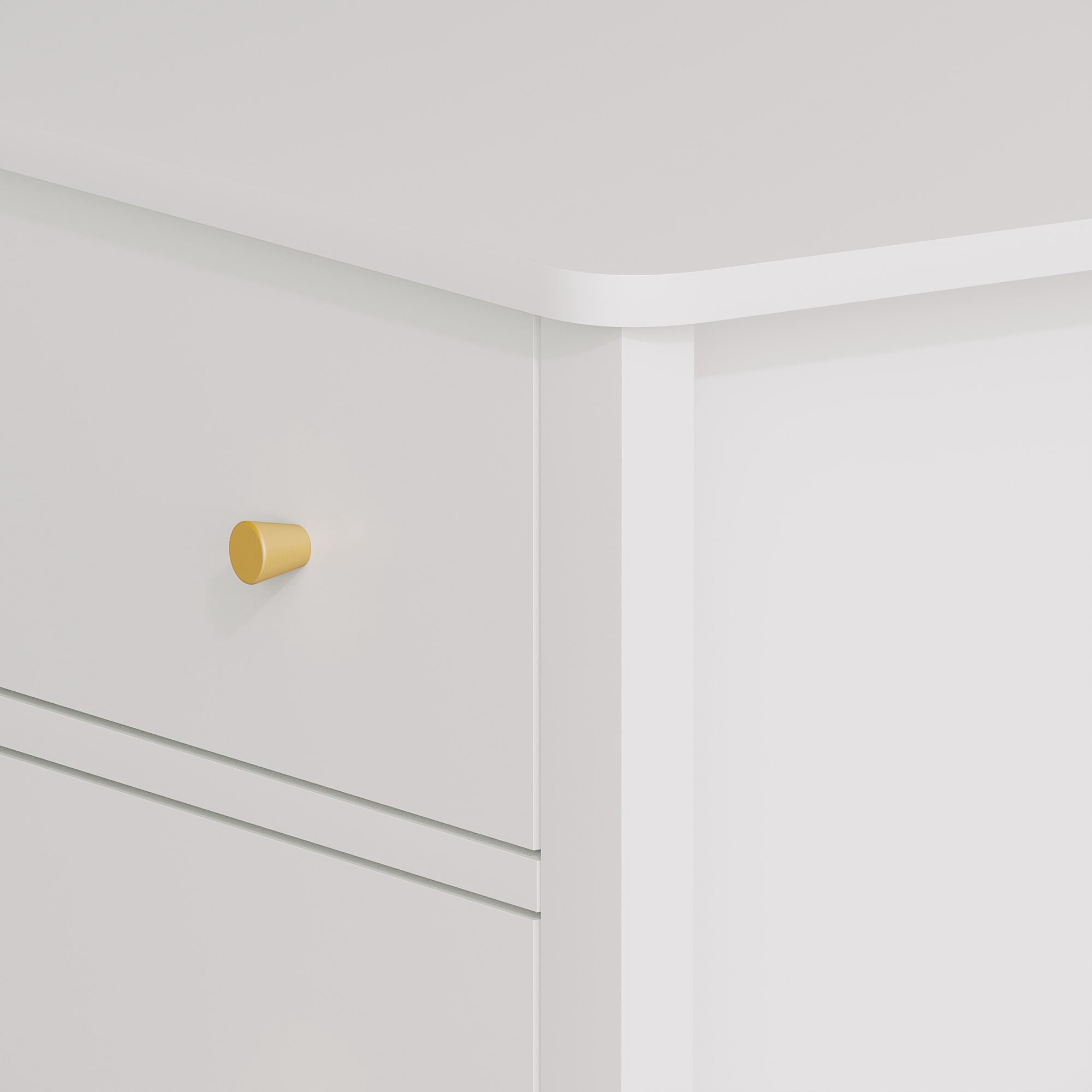 White 3 Drawer Dresser for Bedroom, Modern MDF Painted Chest of Drawers with Gold Knobs, Wooden Storage Cabinet for Kids, Nursery, Living Room or Entryway