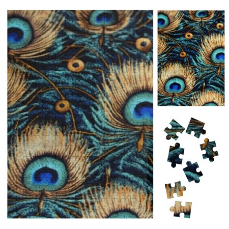 Palnkart Peacock Feathers Wooden Jigsaw Puzzle Vertical Impossible Style Wooden Gift for Family Friends 300PCS