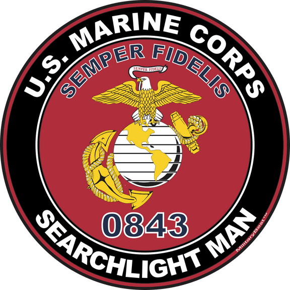 U.S.M.C. MOS 0843 Searchlight Man Decal 3.8" - Red