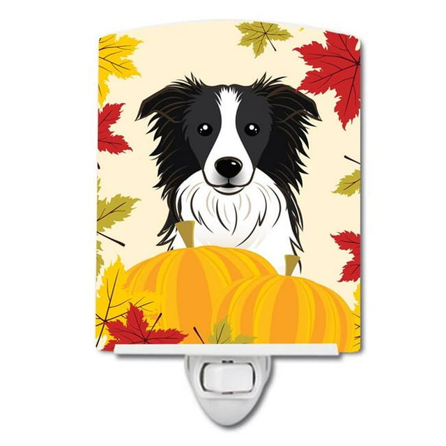 Carolines Treasures BB2047CNL Border Collie Thanksgiving Ceramic Night Light
