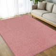 thumbnail image 4 of Peach Pink Area Rugs 5x7 for Living Room, Farmhouse Burlap Solid Pink Color Modern Linen Texture Non Slip Washable Rug Runner, Low Pile Indoor Floor Carpet Mat Bathroom Rugs for Bedroom, Kids Room, 4 of 9