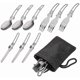 thumbnail image 1 of 3 Piece Folding Camping Cutlery Set, Stainless Steel Portable Cutlery Spoon with Nylon Bag Outdoor Travel Cutlery Set for Picnic, Hiking, 1 of 4