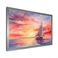 thumbnail image 2 of Designart "Sunset Palette Pastel Sailboat Silhouette I" Transportation Framed Wall Art Decor - Modern Orange Boat Sailing Entryway Framed Wall Art, 2 of 6