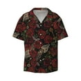 thumbnail image 3 of Goofa Fishbone Rose Printed Men's Casual Short-sleeved Shirt,Lightweight Breathable Button-down,Summer Casual men's top,Versatile Fashion shirt-Medium, 3 of 7