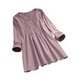 thumbnail image 2 of Babysbule Womens Tops Ladies Fashion Solid Color Button T-shirt Long Sleeve Blouse Round Neck Casual Shirts, 2 of 8