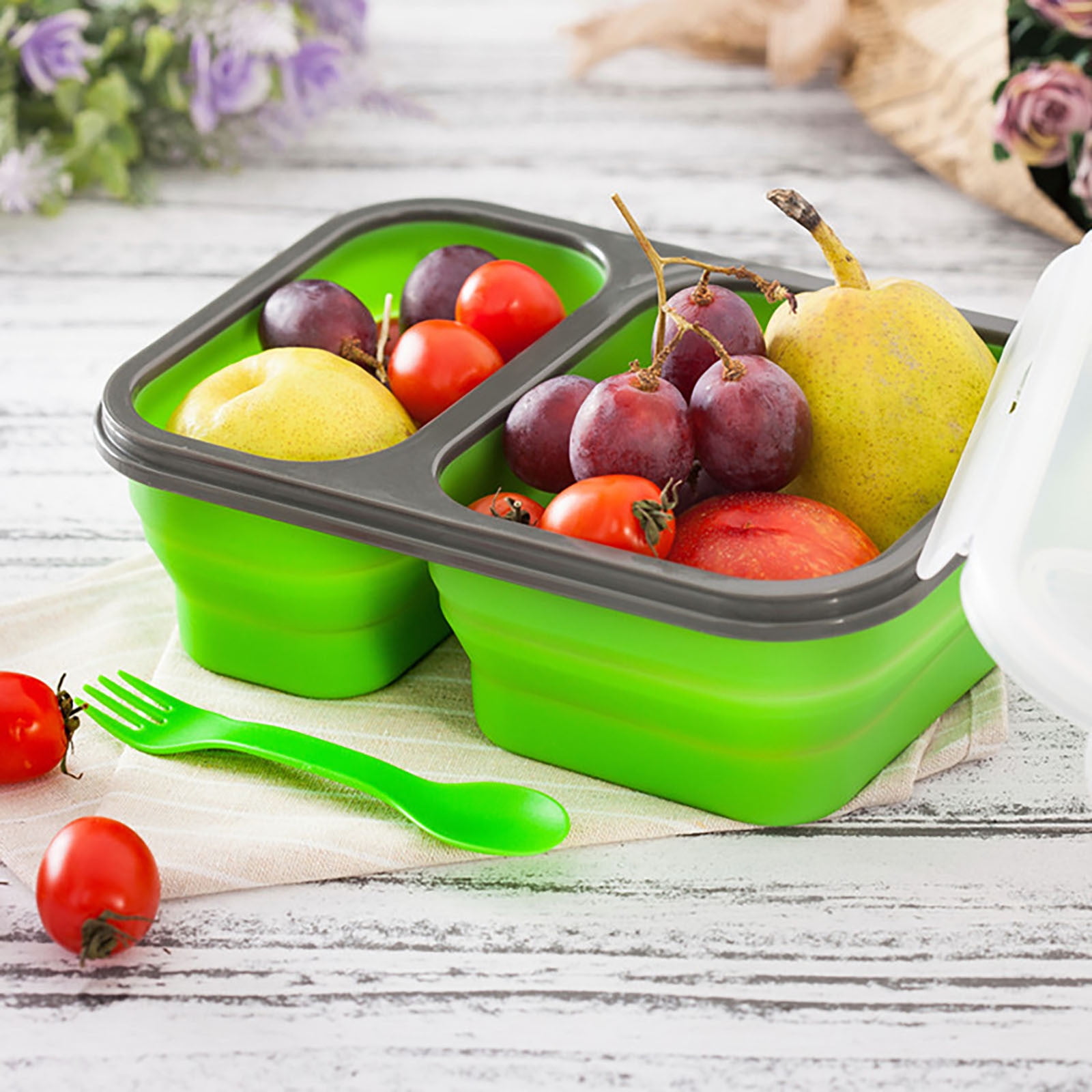 Dropship Lunch Box Bento Box Collapsible Silicone Lunchbox With Two  Compartments BPA Free Heat Resistant Great For School Work Camping Hiking  Food Storage to Sell Online at a Lower Price