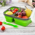 thumbnail image 4 of Lunch Box Containers Collapsible Bento Box, Lunch Box 2 Compartment, Premium Silicone, Bpa Free, Airtight Snap-Top Lid, Microwave and Dishwasher Safe,with Spoon Lunch Box Meals, 4 of 4