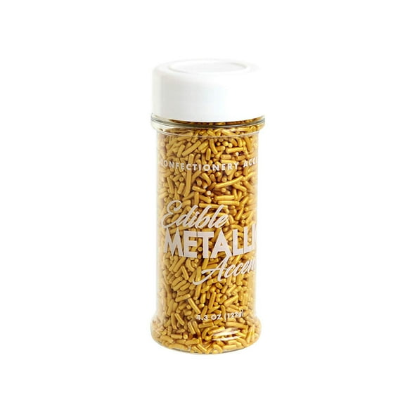Confectionery Arts Edible Metallic Accents Gold Jimmies 4.3 Ounce