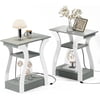 End Table Set of with Charging Station Side Table with Ports and Outlets Nightstand End Table with Storage Shelf for Living Room Bedroom