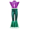 thumbnail image 3 of inlzdz Mermaid Costumes for Girls Sparkly Crop Top and Fish Scale Flare Pants Purple Green A 12, 3 of 5