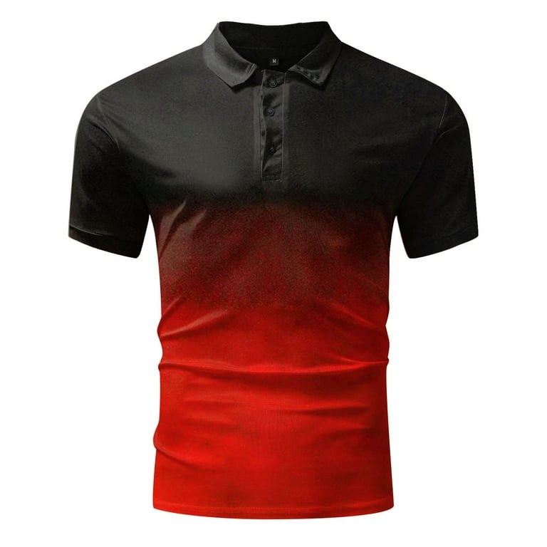 B91xZ Shirts For Men Mens Fashion Casual Sports Gradient Lapel