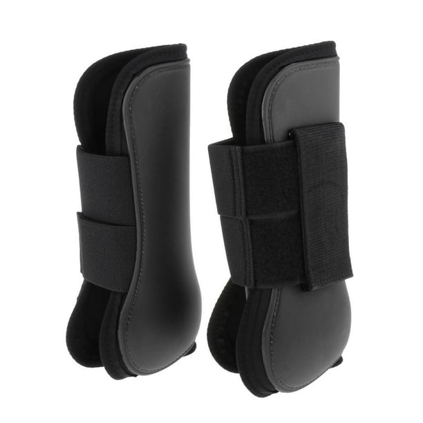 1 par de botas de tendón ajustables/botines para entrenamiento de equitación Pie delantero negro
