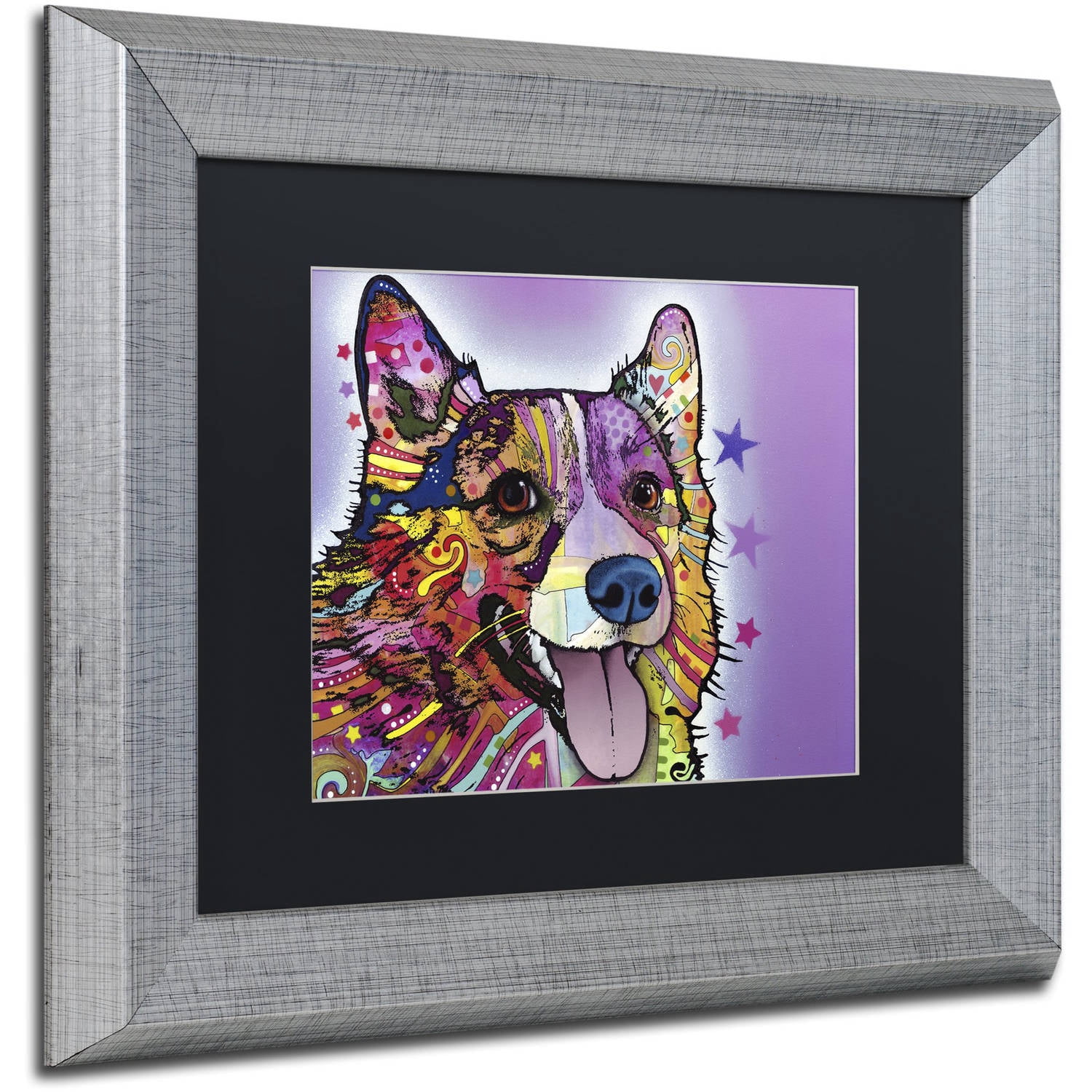 Trademark Fine Art "Corgi" Canvas Art by Dean Russo, Black Matte, Silver Frame