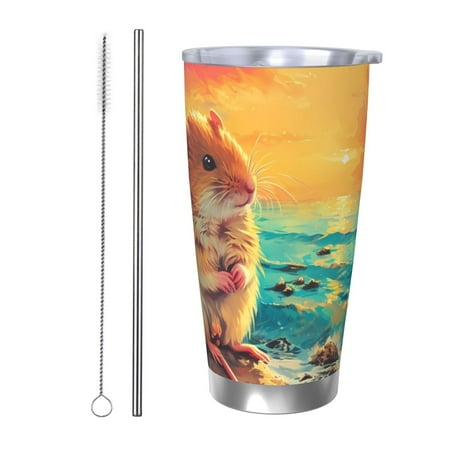 

Junzan Island Beach Guinea Pig for 20oz Stainless Steel Insulated Car Cup with Spillproof Lid - Insulated Coffee Mug Thermal Cup-Straw Two-piece Set
