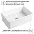 thumbnail image 5 of White 30 inch Farmhouse Apron Kitchen Sink Single Deep Bowl White Ceramic Porcelain Sink Undermount, 5 of 7