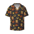 thumbnail image 4 of Salouo Wild West Golden Horseshoe Pattern Cuban Collar Shirts for Men Button-Down Shirt Men's Short Sleeve Shirts Hawaiian Shirts Casual Shirts -XX-Large, 4 of 6