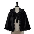 thumbnail image 5 of Hvyesh Hood Cape Women Grils Red Velvet Cape Puffer Hem Lace Up Cloak Halloween Costume Capes, 5 of 5