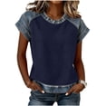 thumbnail image 2 of Babysbule Women's Casual Solid Short Sleeve Top Polyester Rayon Cotton Blend Basic Daily Wear Spring Summer Comfortable Blouse, 2 of 7