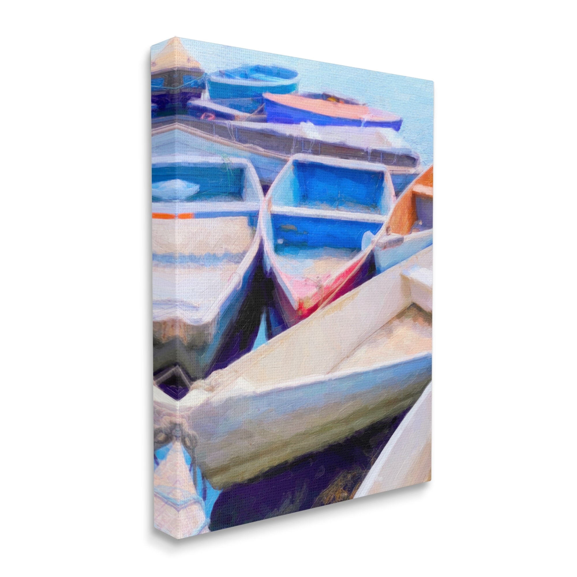 Stupell Industries Docked Rowboats Vivid Hues Coastal Painting Gallery Wrapped Canvas Print Wall Art