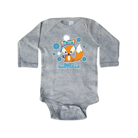 

Inktastic Happy Hanukkah with Fox and Snowflakes Gift Baby Boy or Baby Girl Long Sleeve Bodysuit