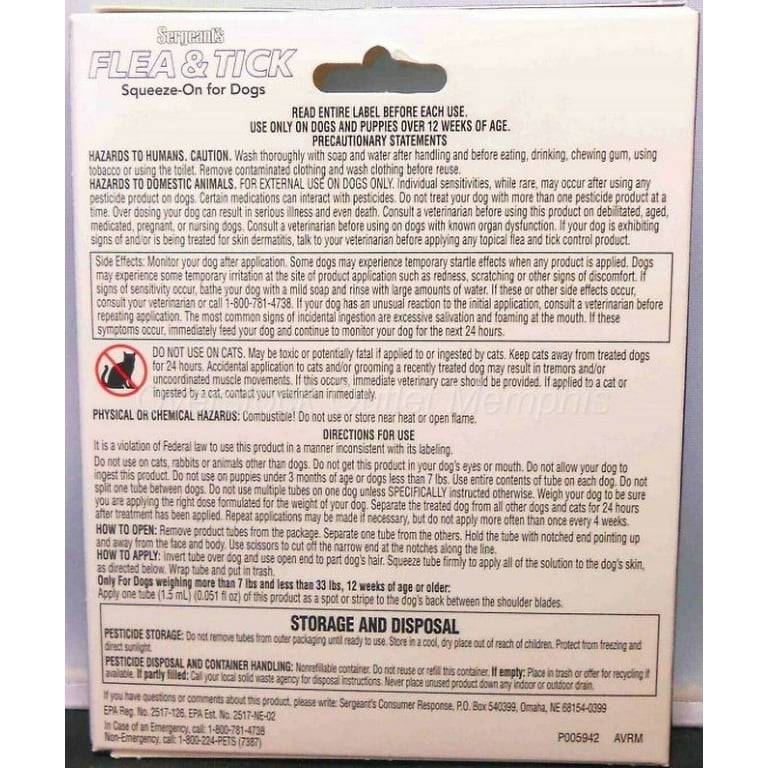 Sergeant's flea and tick cheap squeeze on for dogs