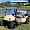 thumbnail image 4 of Pzuqiu Golf Cart Seat Covers Portable Polyester Cloth, Compatible with 2-Seats Cart Golf Carts, for Ezgo Club Cars, Red, White, and Blue Wavy Stripes, 4 of 10