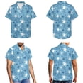 thumbnail image 3 of Jiueut Blue Turtle Starfish Pattern Hawaii Couple Matching Outfits Men's Hawaiian Button Down Shirt or Women's Sleeveless Summer Dress Beach Luau Party Clothes for Husband Wife, Size 2XL, 3 of 5