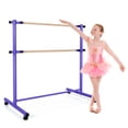 thumbnail image 1 of Gymax Barre de Danse Portable 4 Pieds Autoportante Double avec 5 Hauteurs Réglables Violet, 1 of 9
