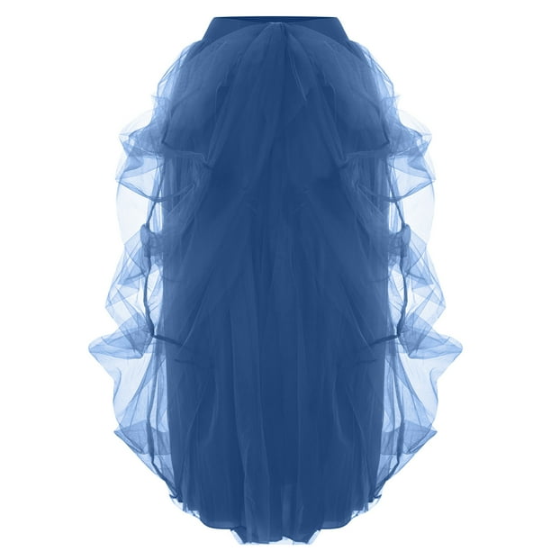 Navy Maxi Tulle Skirt with High Waist