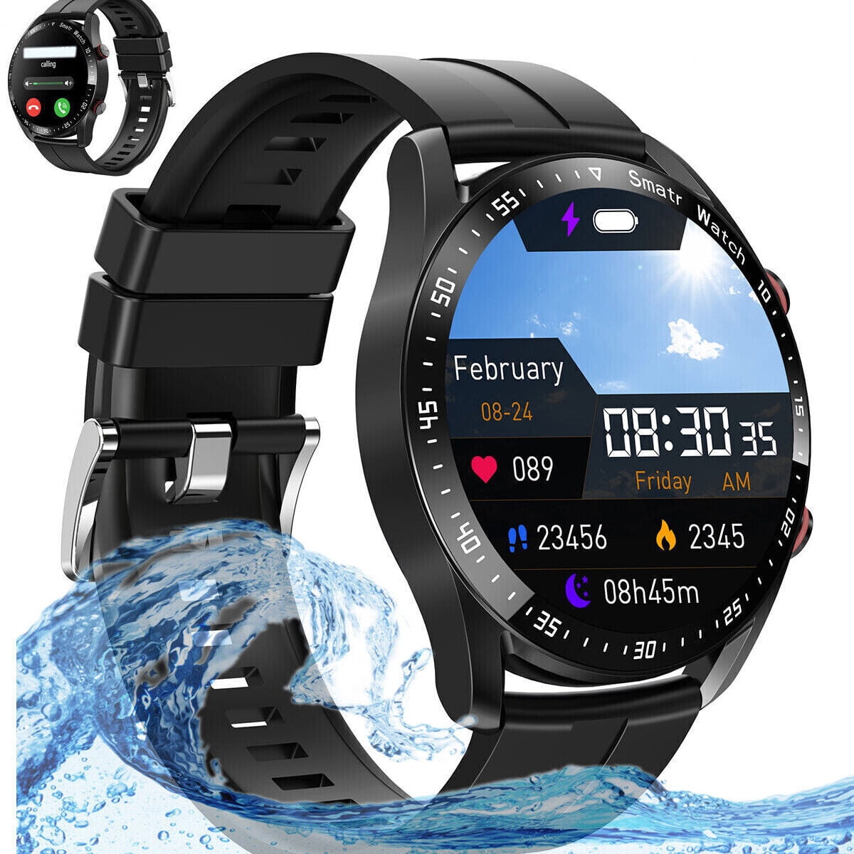 Smart Watch, Bluetooth Call Android Smartwatch for Women Men Fitness