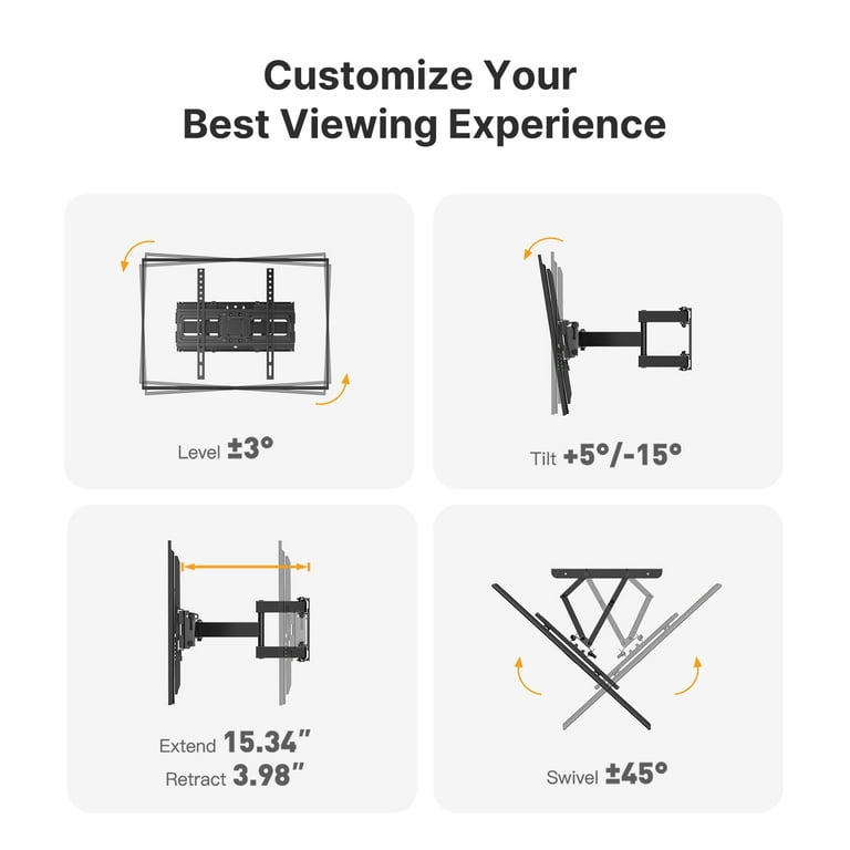 Full Motion Articulating TV Wall Mount Swivel Tilting Bracket Fit for 26-65  In Flat & Curved TVs 