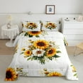 thumbnail image 2 of Manfei Country Floral Bedding Comforter Set,Rustic Botanical Sunflower Twin Comforter Sets,Yellow White Bedding Set For Adult,Breathable Home Decor Reversible,2pcs, 2 of 8