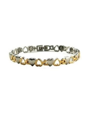 Gold & Silver Hugs & Kisses Women magnetic stainless steel link bracelet 