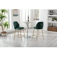 thumbnail image 3 of Dayalane Velvet Bar Stools Set of 2, Modern 26" Counter Height Barstools with Ring Pull Back and Footrest, Upholstered Kitchen Island High Chairs for Restaurant Bar Kitchen Counter, Green, 3 of 6