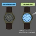 thumbnail image 6 of Bandini Mens Glow Watch - Leather Band - 38mm Analog Men's Easy to Read Wrist Watch with Light, Light Up Watches, Quartz, White Dial, Big Numbers, Glow in the Dark Hands - Silver Tone / Brown, 6 of 6