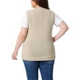 thumbnail image 3 of Agnes Orinda Women's Plus Size Cable Knit Sweater Vest Crew Neck Sleeveless Knitted Casual Pullober Sweaters with Pocket 1X Beige, 3 of 6