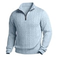 thumbnail image 4 of IWRICH Men's Quarter Zip Sweatshirts Casual Lightweight Slim Fit Pullover Tops Long Sleeve Neck Polo Tees 03-Blue L, 4 of 4