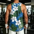 thumbnail image 4 of Hawaiian Palm Tree Graphic Tank Tops for Men Summer Cut Off Workout Sleeveless Shirts Big and Tall Beach Vacation Tops Casual Crewneck Tanks, 4 of 4