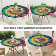 thumbnail image 7 of Colorful Rainbow Tie Dye Spiral Pattern Round Fitted Tablecloth with Elastic Edge,Dining Table Cover Waterproof,Outdoor Round Tablecloth for Camping,Dining,Indoor and Outdoor, 7 of 7
