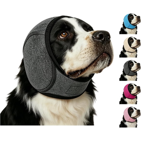 Noise Cancelling Ear Wrap for Dog, No Shake Ear Muffs Noise Protection Firework Thunder Vacuum, Comfortable Quiet Dogs Calming Earmuffs, Adjustable for Grooming Bathing & Swimming
