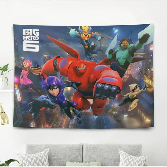 Big Hero 6 Tapestry Wall Decor for Bedroom Kids Wall Hanging Birthday Gift