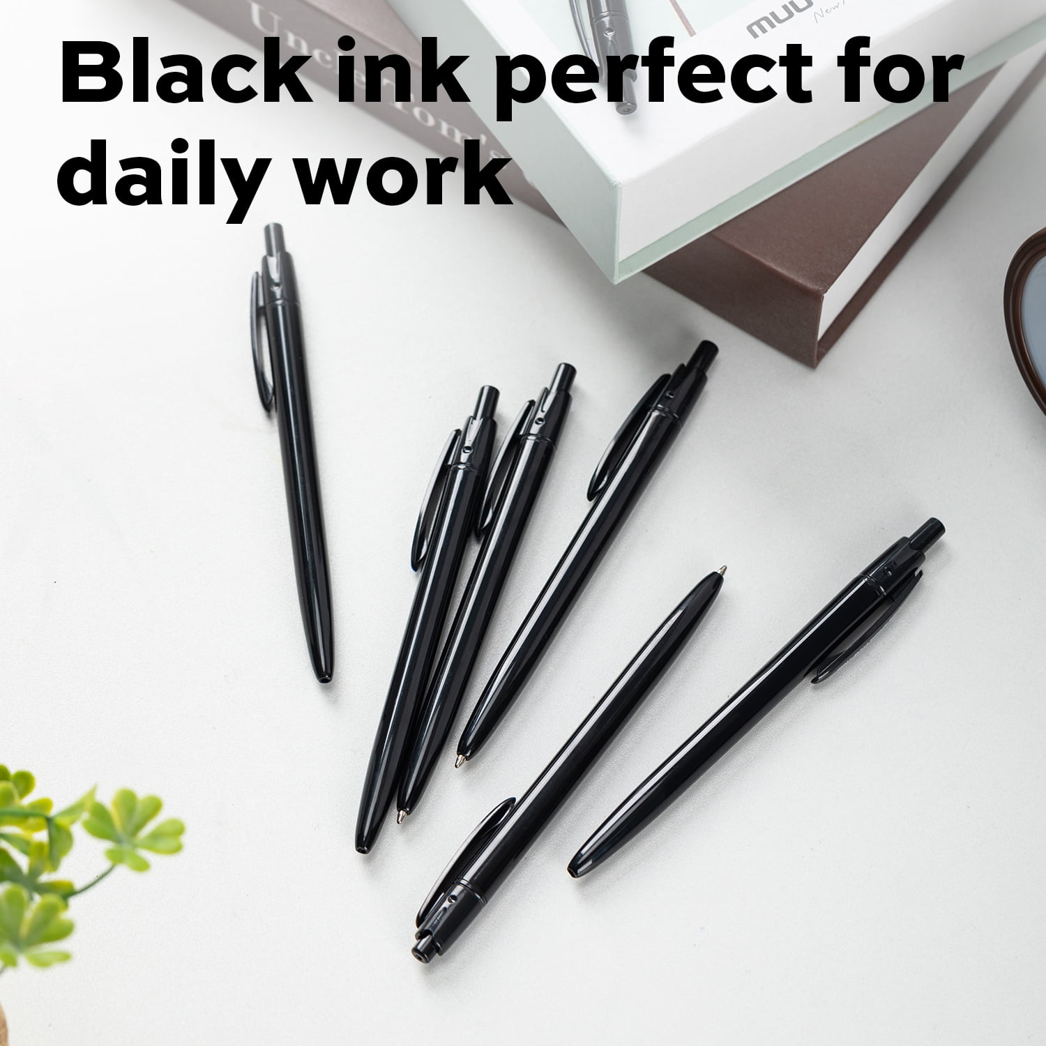 deli 100 Pack Retractable Ballpoint Pens, 1.0MM Black Ink,Smooth Writing, No Bleed, Comfortable Grip