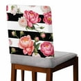 thumbnail image 2 of Pink Peony Chair Covers Set of 6 Flowers Black And White Stripes Chair Back Covers Stretch Removable Washable Chairs Slipcovers Chair Protector for Dining Room Kitchen Party Decor, 2 of 5