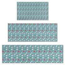 Light Blue Christmas Snowman Pattern Kitchen Rugs Sets Of 3,Kitchen Runner Rugs Non Skid Washable,Decorative Kitchen Floor Mats for Kitchen,Sink,Laundry,17"x30"  17"x47"   17"x59"