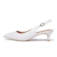 thumbnail image 6 of Zhabtuc Women's Classic White Pointed Toe Comfortable Kitten Heel Pumps - Slingback, Adjustable Ankle Strap, Perfect for Work, 6 of 6