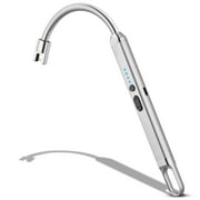 MEIRUBY Lighter Electric Lighter Candle Lighter Rechargeable USB Lighter Arc Lighters for Candle Camping BBQ Sports Fan Tools Lighter (Silver)